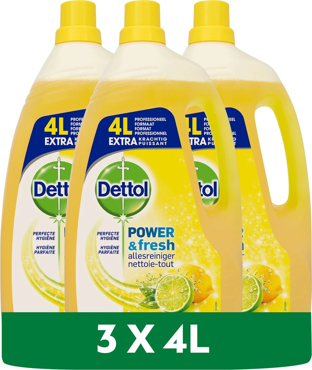 Dettol - Power & Fresh - Allesreiniger - Citrus - 3 x 4 Liter Dettol - Power & Fresh - Allesreiniger - Citrus - 3 X 4 Liter -Bol Schoonmaak Winkel