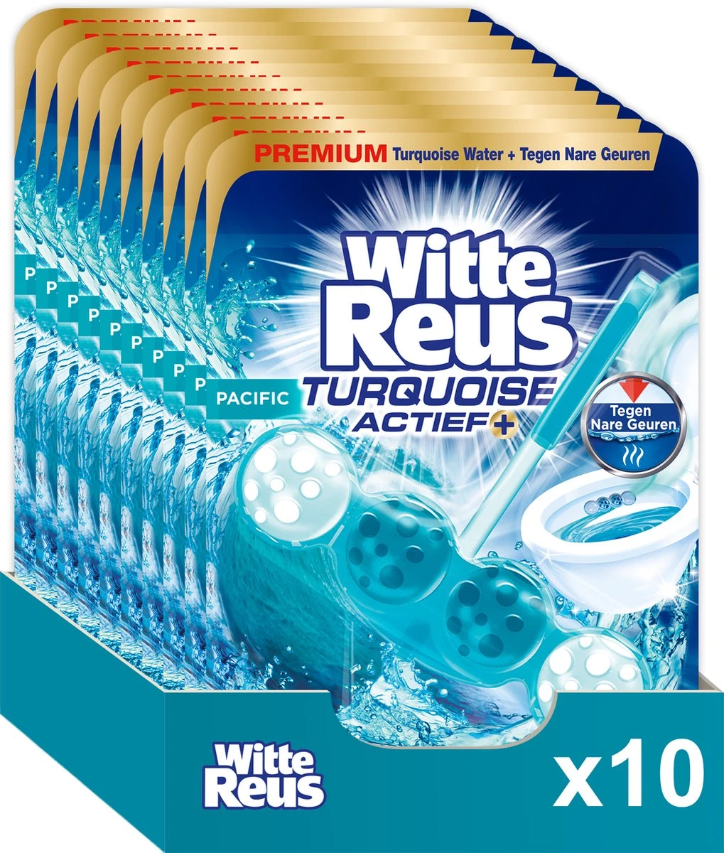 Witte Reus Turquoise Actief Toiletblok - Pacific - WC Blokjes Voordeelverpakking - 10 stuks Witte Reus Turquoise Actief Toiletblok - Pacific - WC Blokjes Voordeelverpakking - 10 Stuks -Bol Schoonmaak Winkel 1019x1200 1