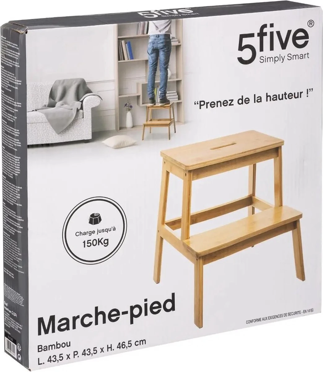 5Five - Bamboe keukentrapje/opstapje met 2 treden 47 cm - Keuken/badkamer krukjes 5Five - Bamboe Keukentrapje/opstapje Met 2 Treden 47 Cm - Keuken/badkamer Krukjes -Bol Schoonmaak Winkel