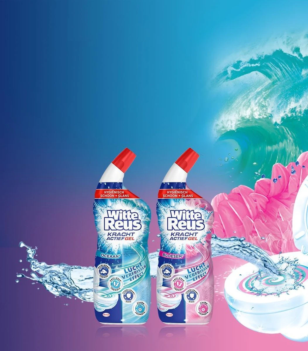 Witte Reus Toiletreiniger - Kracht Actief Gel Oceaan - Voordeelverpakking 10 x 700ml Witte Reus Toiletreiniger - Kracht Actief Gel Oceaan - Voordeelverpakking 10 X 700ml -Bol Schoonmaak Winkel