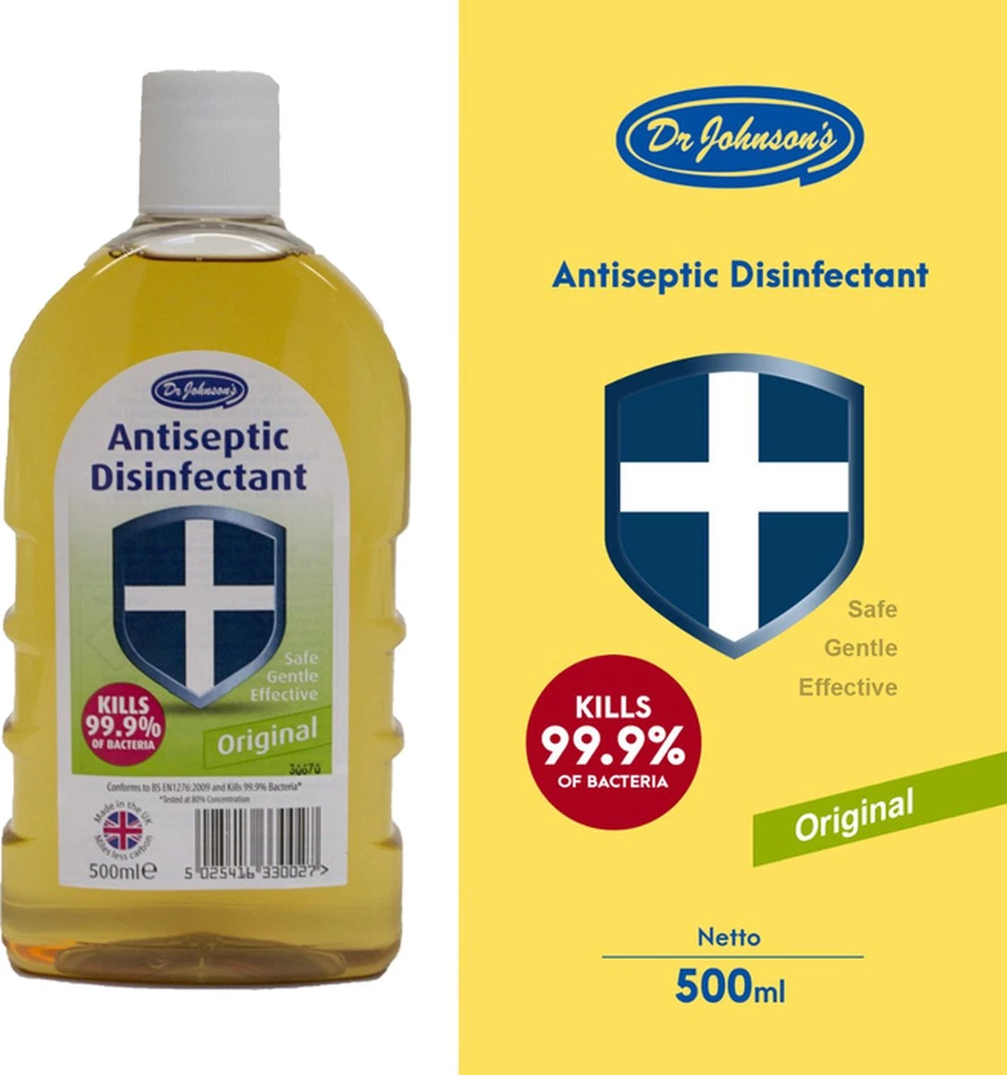 Dr johnsons Ontsmettingsmiddel - 6 x 500ml Voordeelverpakking - dettol antiseptic alternatief Dr Johnsons Ontsmettingsmiddel - 6 X 500ml Voordeelverpakking - Dettol Antiseptic Alternatief -Bol Schoonmaak Winkel