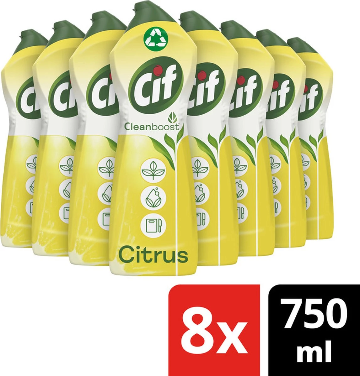 Cif CleanBoost Cream Citroen Schuurmiddel - 8 x 750 ml - Voordeelverpakking Cif CleanBoost Cream Citroen Schuurmiddel - 8 X 750 Ml - Voordeelverpakking -Bol Schoonmaak Winkel