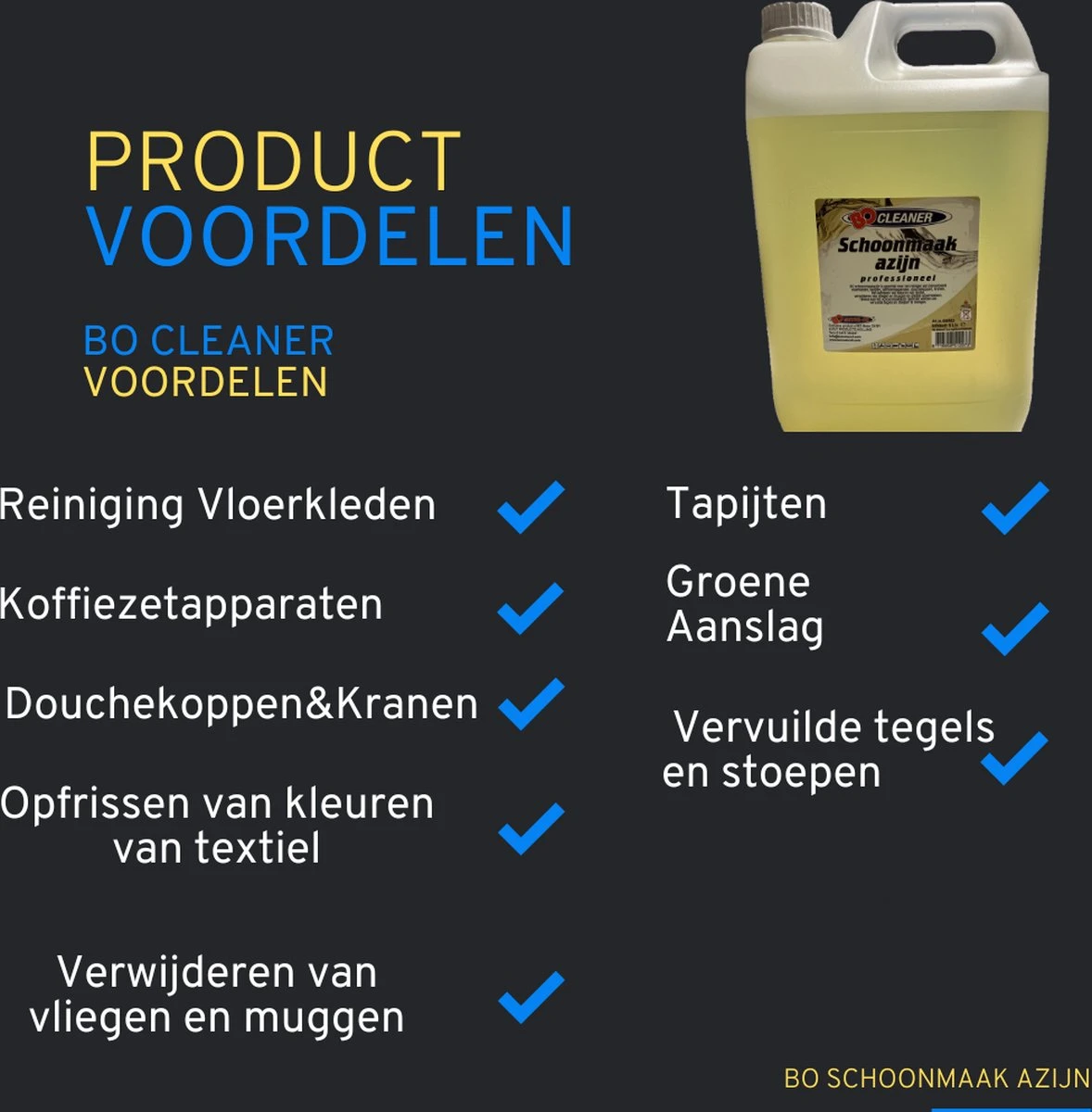 BO cleaner - Schoonmaak Azijn - 3x 5 Liter - VOORDEEL VERPAKKING - Reiniger - Professioneel - BEST SELLER - Azijn - Tegels- Groene Aanslag - Schoonmaak - 15L BO Cleaner - Schoonmaak Azijn - 3x 5 Liter - VOORDEEL VERPAKKING - Reiniger - Professioneel - BEST SELLER - Azijn - Tegels- Groene Aanslag - Schoonmaak - 15L -Bol Schoonmaak Winkel