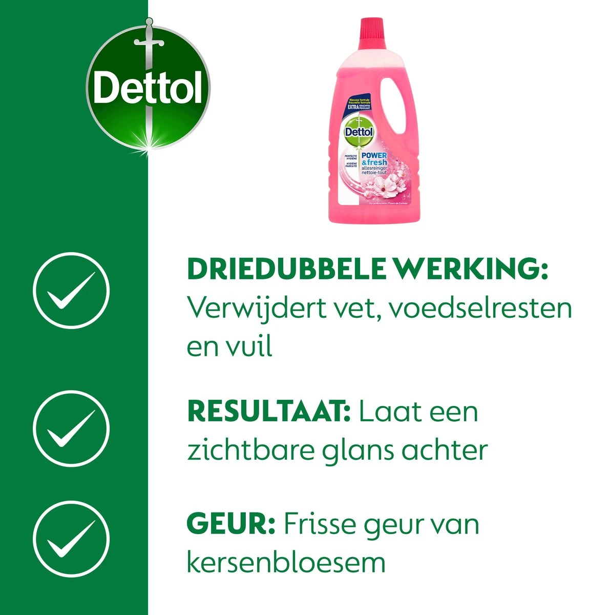 Dettol - Power & Fresh - Allesreiniger - Kersenbloesem - 8 x 1 Liter Dettol - Power & Fresh - Allesreiniger - Kersenbloesem - 8 X 1 Liter -Bol Schoonmaak Winkel