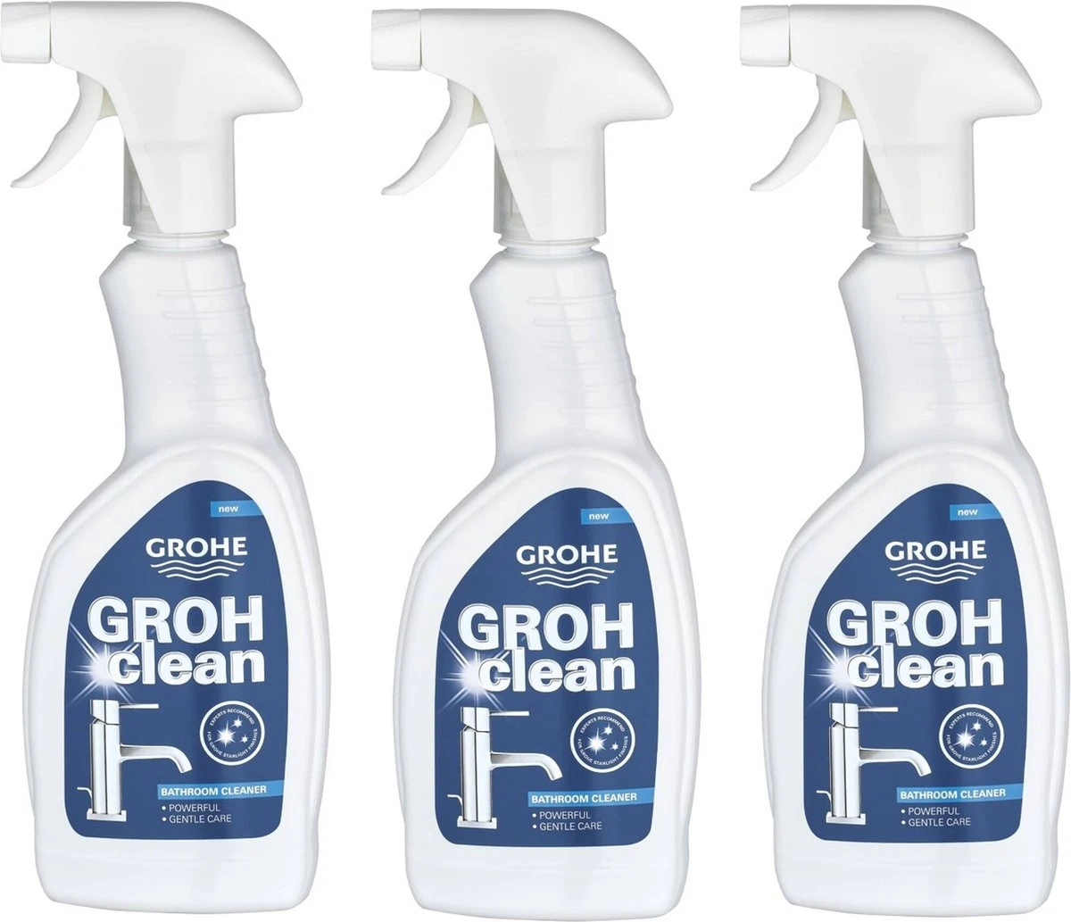 GROHE Grohclean Reiniger - 3x 500 ml - voor Badkamer/Keuken/Toilet - Voordeelverpakking - Schoonmaakmiddel GROHE Grohclean Reiniger - 3x 500 Ml - Voor Badkamer/Keuken/Toilet - Voordeelverpakking - Schoonmaakmiddel -Bol Schoonmaak Winkel