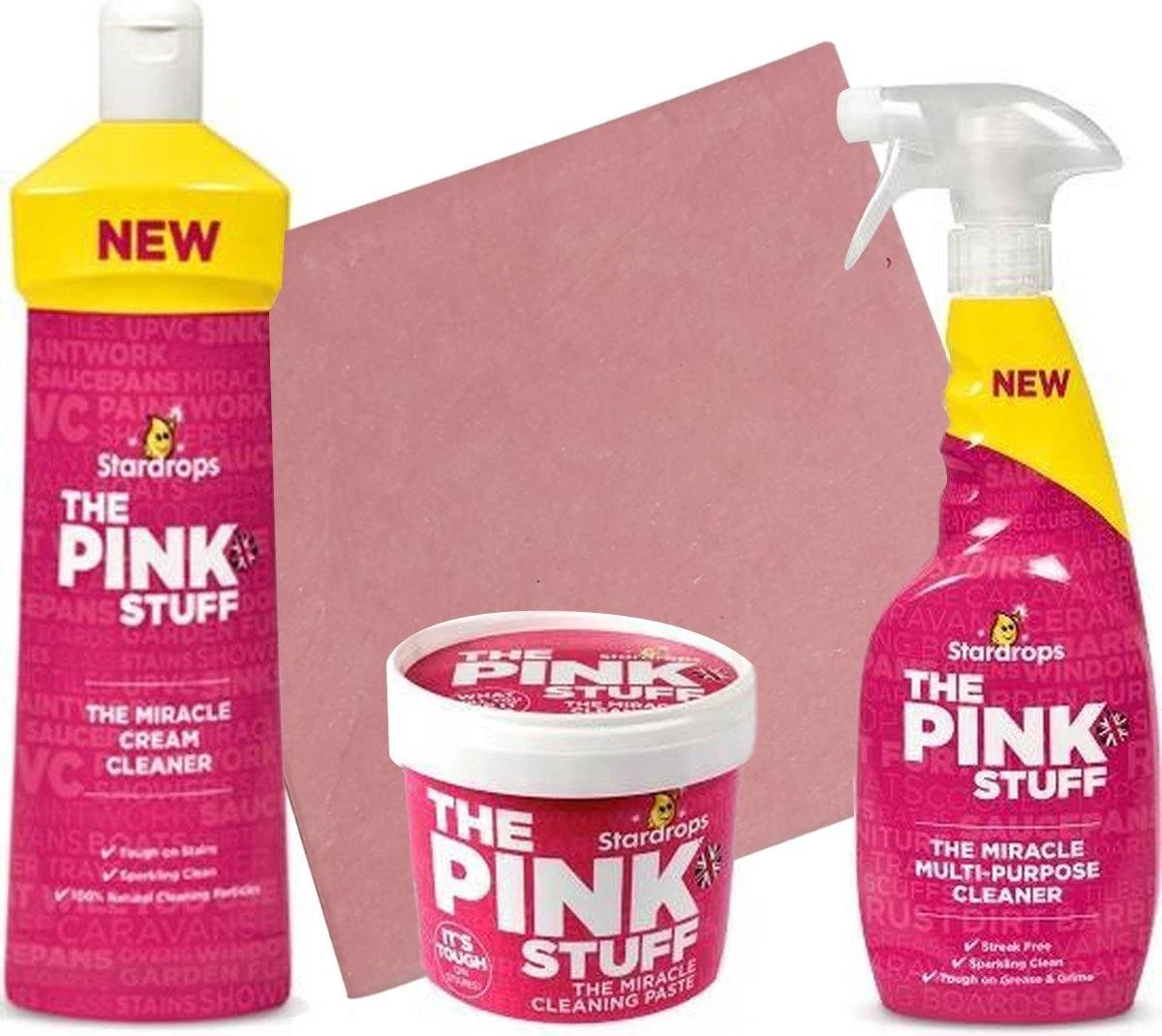 Stardrops 3x The Pink Stuff - Het wonder reinigingsmiddel – Allesreiniger spray - Schoonmaakpasta - Milieuvriendelijk - Huishouden Stardrops 3x The Pink Stuff - Het Wonder Reinigingsmiddel – Allesreiniger Spray - Schoonmaakpasta - Milieuvriendelijk - Huishouden -Bol Schoonmaak Winkel 1200x1070 1