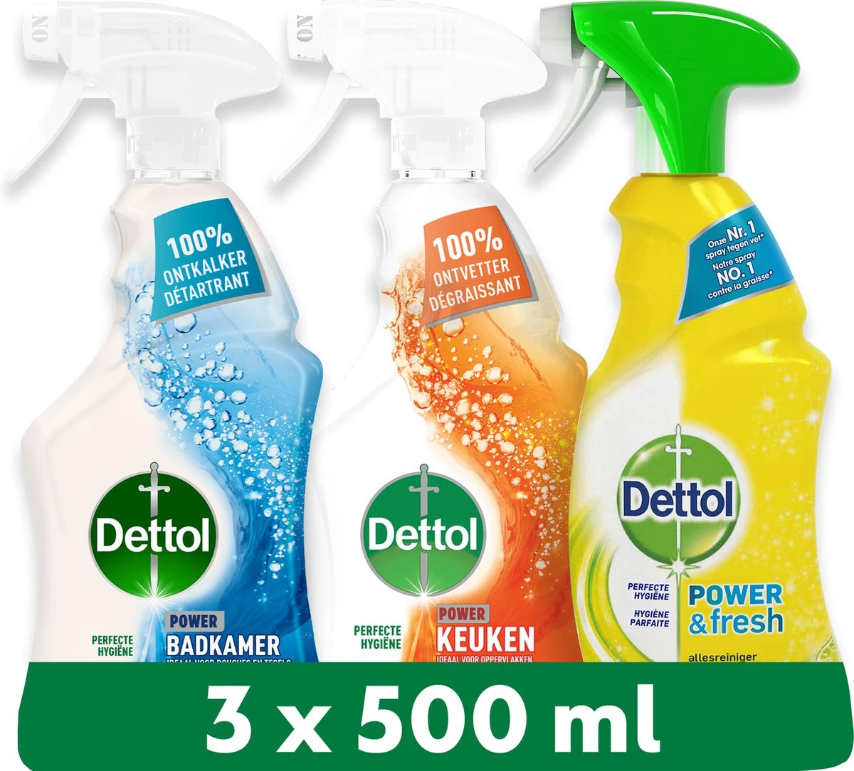 Dettol - 1,5L Allesreiniger Spray Power & Fresh - Badkamer 1x500 ml Keuken 1x500ml Citrus 1x500ml - Voordeelverpakking Dettol - 1,5L Allesreiniger Spray Power & Fresh - Badkamer 1x500 Ml Keuken 1x500ml Citrus 1x500ml - Voordeelverpakking -Bol Schoonmaak Winkel