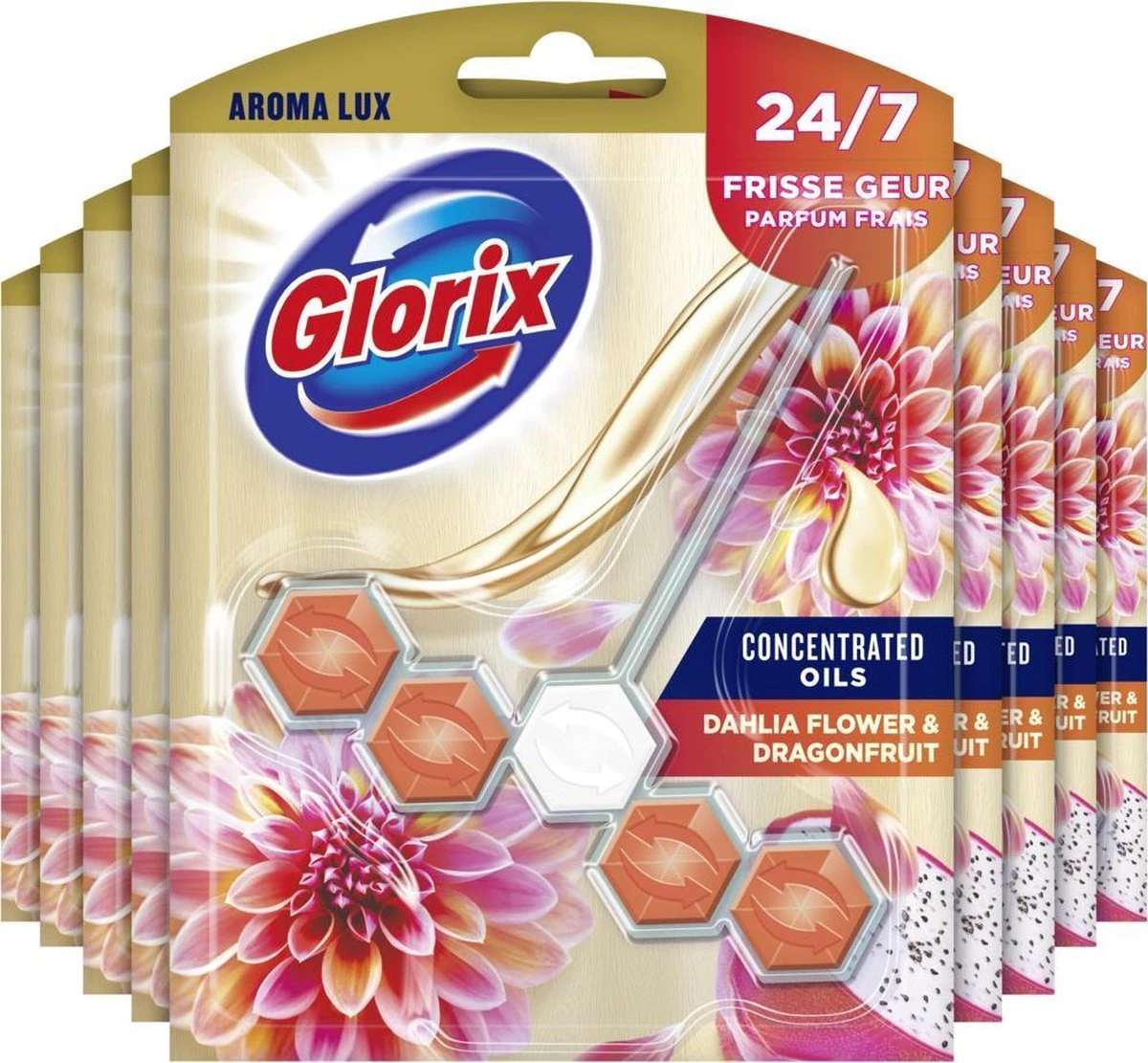 Glorix Aroma Lux Dahlia Flower & Dragonfruit - 9 Toiletblokken - Halfjaarbox - Voordeelverpakking Glorix Aroma Lux Dahlia Flower & Dragonfruit - 9 Toiletblokken - Halfjaarbox - Voordeelverpakking -Bol Schoonmaak Winkel 1200x1111 1