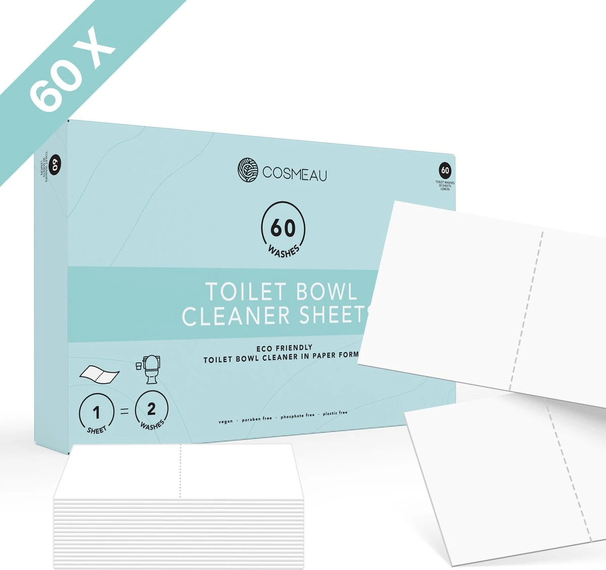 Cosmeau Toiletreiniger Sheets 60 Beurten Wasvellen Detergent Sheets Eco Toilet Strips - Cosmo Cosmea Kosmo Cosmeau Toiletreiniger Sheets 60 Beurten Wasvellen Detergent Sheets Eco Toilet Strips - Cosmo Cosmea Kosmo -Bol Schoonmaak Winkel