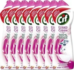 CIF Cream Pink Flower - 8 X 500 Ml - Schuurmiddel - Voordeelverpakking -Bol Schoonmaak Winkel 1200x1132