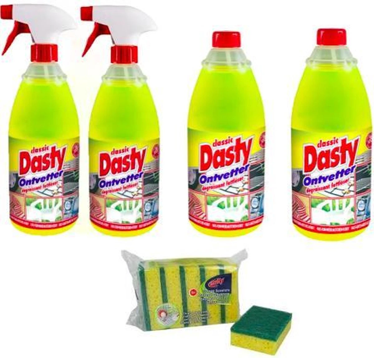 Dasty Ontvetter Pack: 2x Spuitfles + 2x Navulling + GRATIS set van 5x schuursponzen en 1x schoonmaakhandschoenen Dasty Ontvetter Pack: 2x Spuitfles + 2x Navulling + GRATIS Set Van 5x Schuursponzen En 1x Schoonmaakhandschoenen -Bol Schoonmaak Winkel