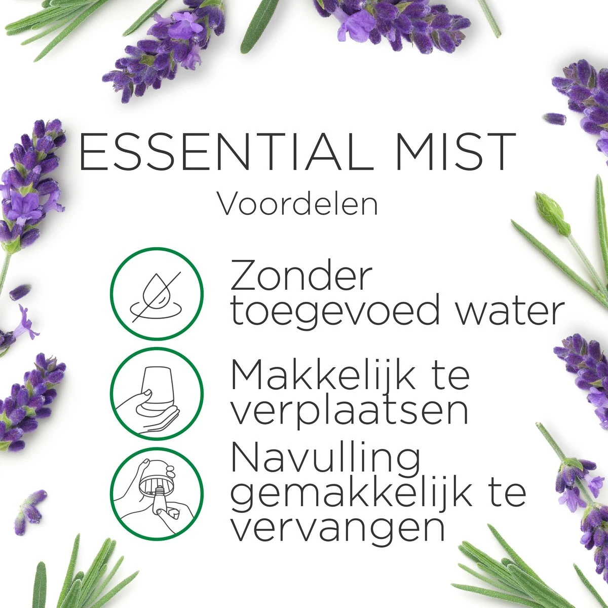 Air Wick Essential Mist Luchtverfrisser - Ontspannende Lavendel - 1 Zwart Apparaat + 2 Navullingen Air Wick Essential Mist Luchtverfrisser - Ontspannende Lavendel - 1 Zwart Apparaat + 2 Navullingen -Bol Schoonmaak Winkel 1200x1200 533