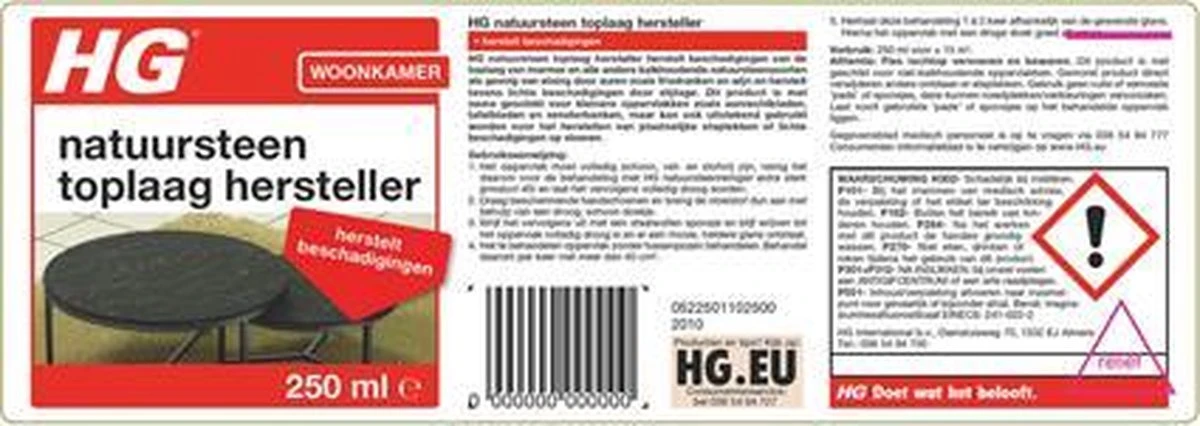 HG natuursteen toplaag hersteller - 250 ml - herstelt beschadigingen - voor marmer en alle andere kalkhoudende natuursteensoort HG Natuursteen Toplaag Hersteller - 250 Ml - Herstelt Beschadigingen - Voor Marmer En Alle Andere Kalkhoudende Natuursteensoort -Bol Schoonmaak Winkel 1200x426 1