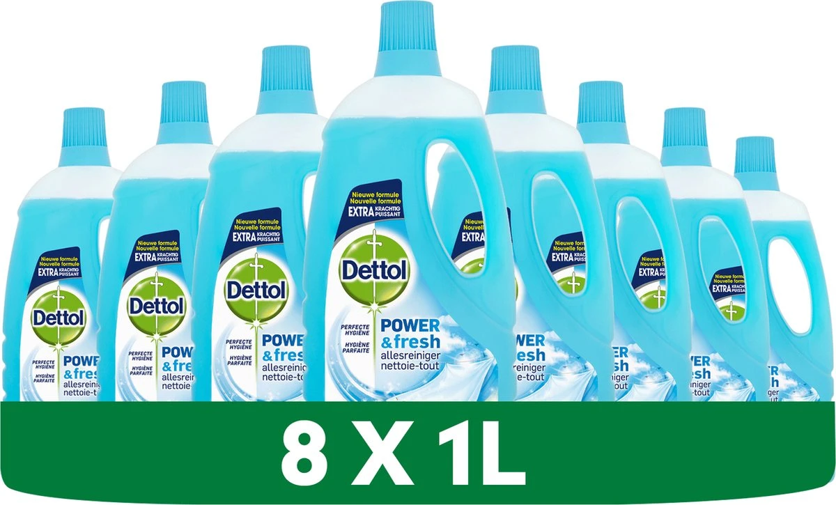 Dettol - Power & Fresh - Allesreiniger - Katoenfris - 8 x 1 Liter Dettol - Power & Fresh - Allesreiniger - Katoenfris - 8 X 1 Liter -Bol Schoonmaak Winkel