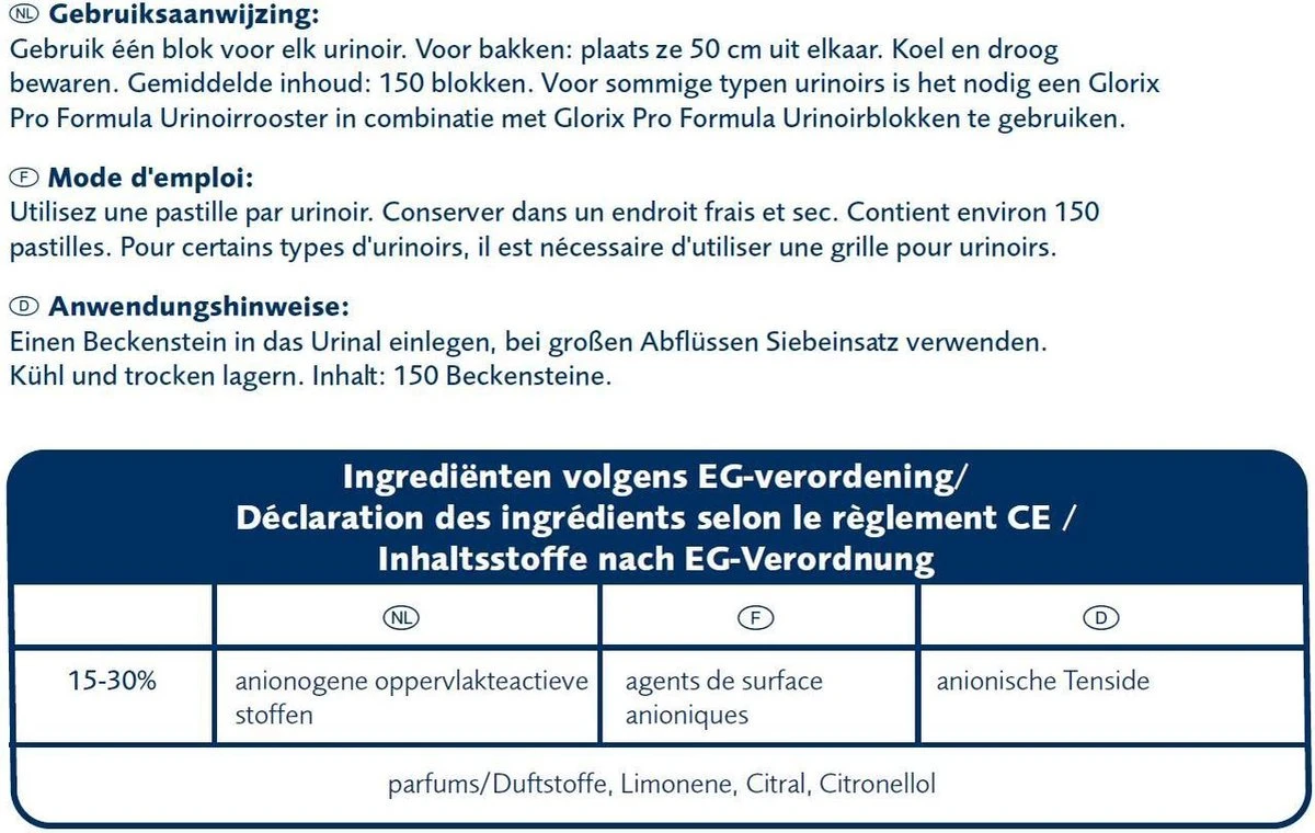 Glorix schoonmaakmiddel: Urinoirtablet Glorix/ds 150 Glorix Schoonmaakmiddel: Urinoirtablet Glorix/ds 150 -Bol Schoonmaak Winkel 1200x760 1