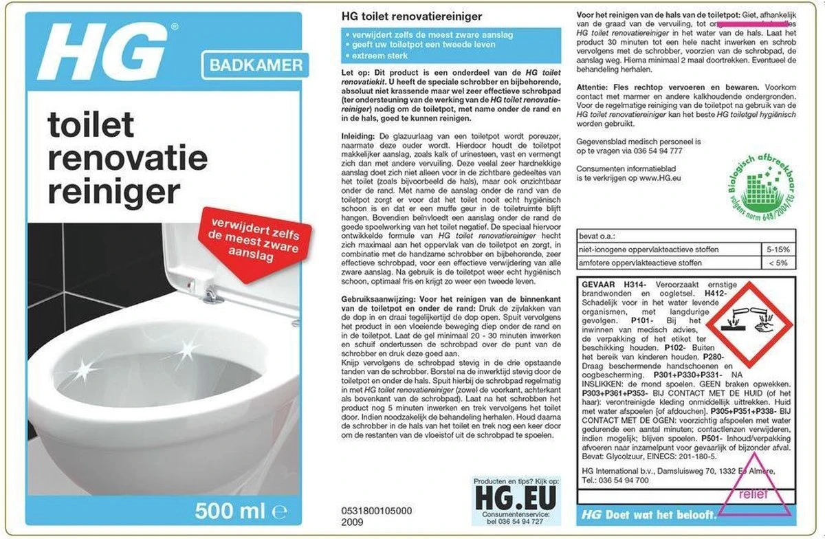 HG toilet renovatiekit - 500ml - extreem sterk - volledige kit HG Toilet Renovatiekit - 500ml - Extreem Sterk - Volledige Kit -Bol Schoonmaak Winkel 1200x784 1