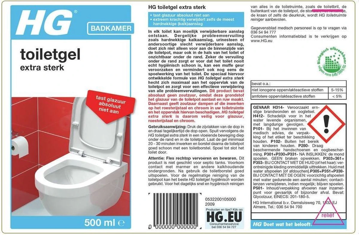 HG toiletgel extra sterk - 500ml - verwijdert de hardnekkigste aanslag - tast niet glazuur, roestvrijstaal en chroom niet aan - biologisch afbreekbaar HG Toiletgel Extra Sterk - 500ml - Verwijdert De Hardnekkigste Aanslag - Tast Niet Glazuur, Roestvrijstaal En Chroom Niet Aan - Biologisch Afbreekbaar -Bol Schoonmaak Winkel 1200x786 1