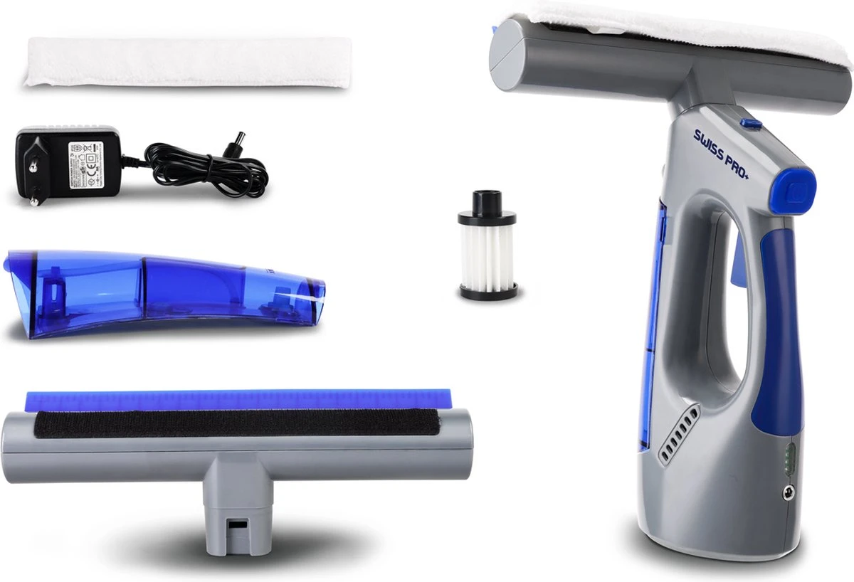 Swiss Pro+ Ruitenreiniger 3 in 1 WV 2 Blue Edition Window Vac - ca. 120 m² - Waterzuiger - incl. smalle zuigmond - Oplaadbaar - Raamwisser - Streeploos - Clicksystem - 2 Microvezeldoekjes - Met Sprayfunctie - Low Noise - Hepafilter Swiss Pro+ Ruitenreiniger 3 In 1 WV 2 Blue Edition Window Vac - Ca. 120 M² - Waterzuiger - Incl. Smalle Zuigmond - Oplaadbaar - Raamwisser - Streeploos - Clicksystem - 2 Microvezeldoekjes - Met Sprayfunctie - Low Noise - Hepafilter -Bol Schoonmaak Winkel 1200x818 1