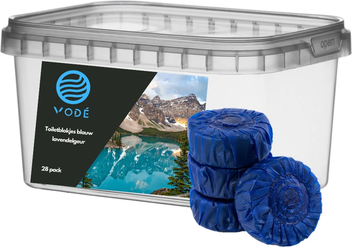 VODÉ Toiletblokjes inbouwreservoir 28 stuks - Voordeelverpakking – WC Blokjes – Stortbakblokjes – Geschikt voor Geberit | Grohe - Lavendel geur VODÉ Toiletblokjes Inbouwreservoir 28 Stuks - Voordeelverpakking – WC Blokjes – Stortbakblokjes – Geschikt Voor Geberit | Grohe - Lavendel Geur -Bol Schoonmaak Winkel