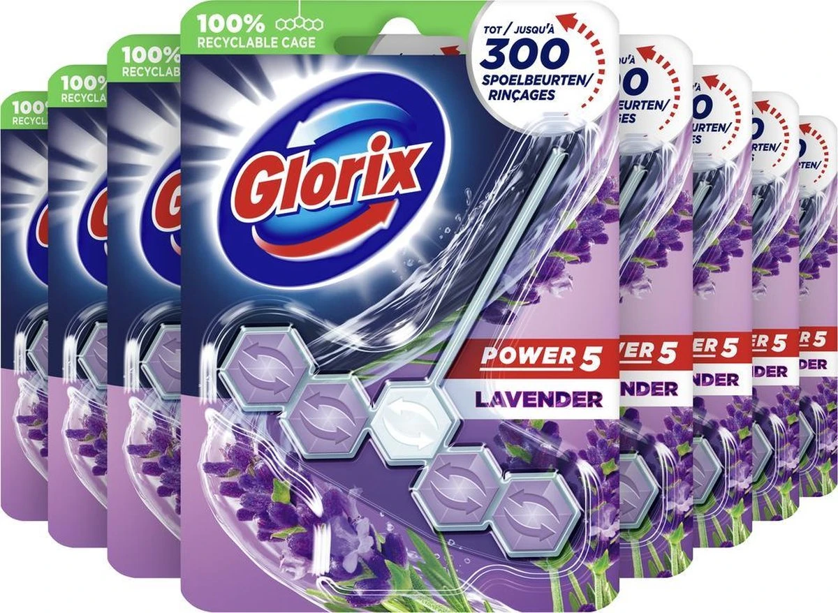 Glorix Power 5 Toiletblokken - Lavendel - 9 stuks - Voordeelverpakking Glorix Power 5 Toiletblokken - Lavendel - 9 Stuks - Voordeelverpakking -Bol Schoonmaak Winkel