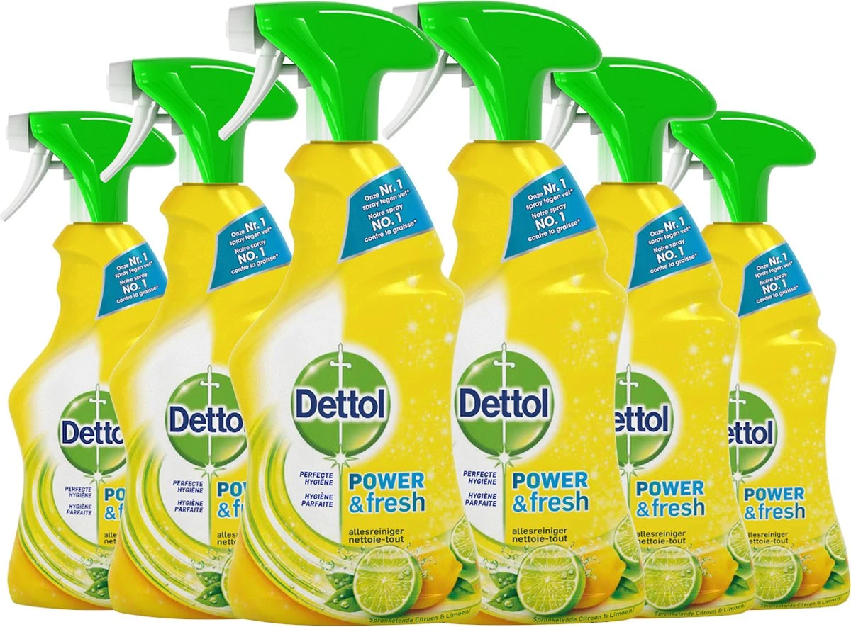 Dettol - Power & Fresh - Allesreinger Spray - Citrus - 6 x 500 ml Dettol - Power & Fresh - Allesreinger Spray - Citrus - 6 X 500 Ml -Bol Schoonmaak Winkel