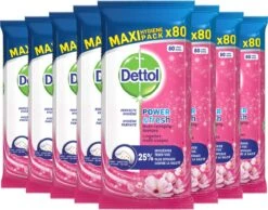Dettol - Schoonmaakdoekjes - Power & Fresh - Kersenbloesem - 80 Stuks X8 -Bol Schoonmaak Winkel 1200x942