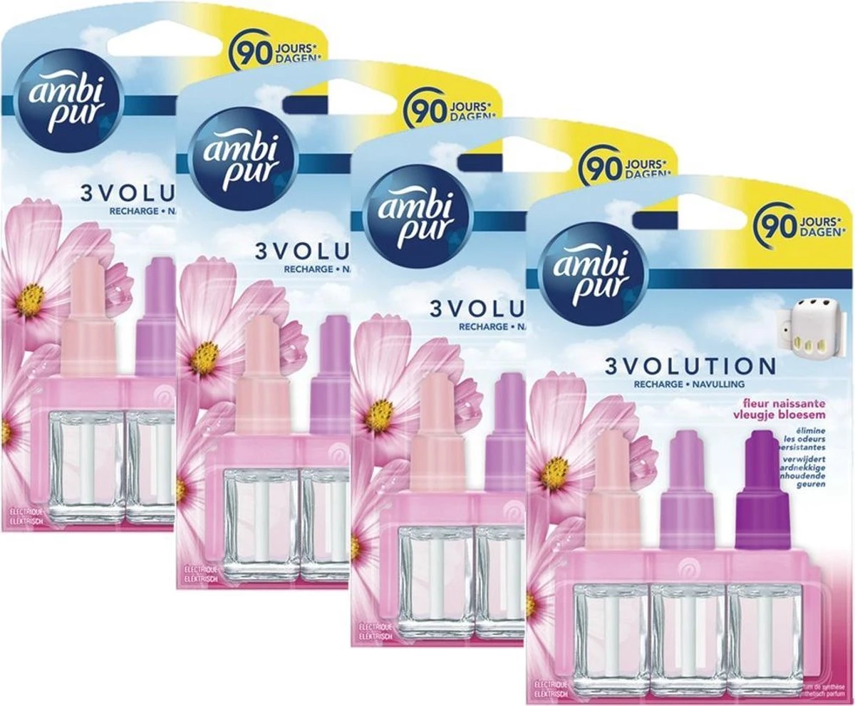 Ambi Pur Luchtverfrisser navulling 3Volution Vleugje Bloesem 4 x 20 ml Ambi Pur Luchtverfrisser Navulling 3Volution Vleugje Bloesem 4 X 20 Ml -Bol Schoonmaak Winkel