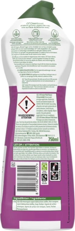 Cif CleanBoost Cream Pink Schuurmiddel - 8 X 750 Ml - Voordeelverpakking -Bol Schoonmaak Winkel 389x1200 1