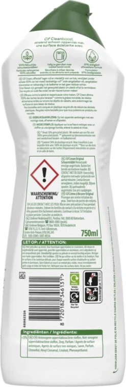 Cif CleanBoost Cream Original Schuurmiddel - 8 X 750 Ml - Voordeelverpakking -Bol Schoonmaak Winkel 390x1200 4