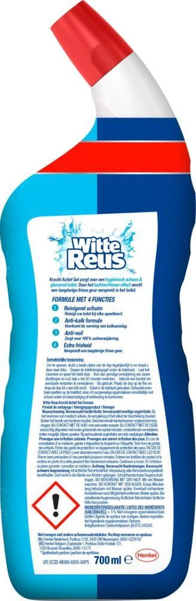 Witte Reus Toiletreiniger - Kracht Actief Gel Oceaan - Voordeelverpakking 10 x 700ml Witte Reus Toiletreiniger - Kracht Actief Gel Oceaan - Voordeelverpakking 10 X 700ml -Bol Schoonmaak Winkel 393x1200 4