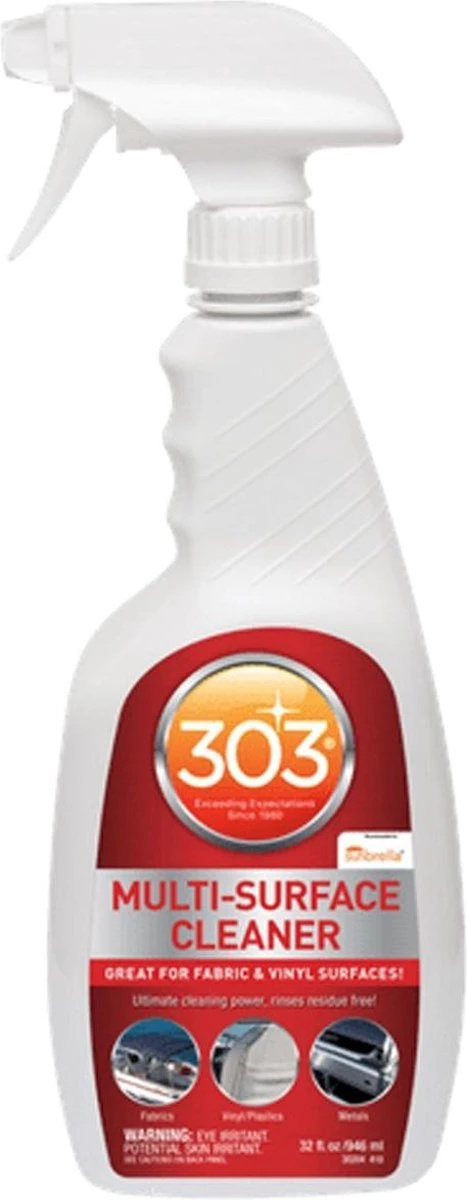 303® Multi-Surface Cleaner - 946 ml | Veilig voor alle soorten bekleding en vinyl. Vlekken verdwijnen binnen enkele minuten en verkleurde oppervlakken komen weer tot leven. 303® Multi-Surface Cleaner - 946 Ml | Veilig Voor Alle Soorten Bekleding En Vinyl. Vlekken Verdwijnen Binnen Enkele Minuten En Verkleurde Oppervlakken Komen Weer Tot Leven. -Bol Schoonmaak Winkel