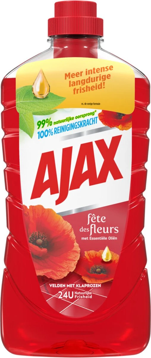 Ajax Allesreiniger Fete de Fleur Rode bloemen 1 liter Ajax® Ajax Allesreiniger Fete De Fleur Rode Bloemen 1 Liter -Bol Schoonmaak Winkel