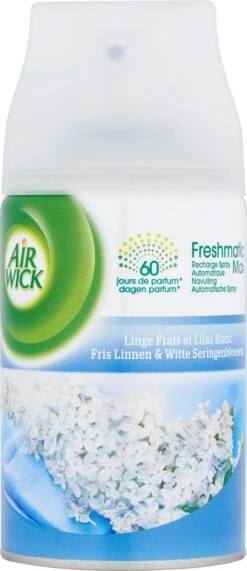 AIRWICK Freshmatic Automatische Spray Refill Frisse Linnen & Witte Bloemen Krimp - (3x250ml) 4 AIRWICK Freshmatic Automatische Spray Refill Frisse Linnen & Witte Bloemen Krimp - (3x250ml) -Bol Schoonmaak Winkel 519x1200 4