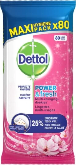 Dettol - Schoonmaakdoekjes - Power & Fresh - Kersenbloesem - 80 Stuks X8 -Bol Schoonmaak Winkel 558x1200 2