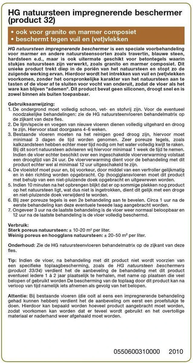 HG natuursteen impregnerende beschermer (HG product 32) - 1L - tegen het intrekken van vuil - ook voor granito en marmer composiet HG Natuursteen Impregnerende Beschermer (HG Product 32) - 1L - Tegen Het Intrekken Van Vuil - Ook Voor Granito En Marmer Composiet -Bol Schoonmaak Winkel 638x1200 1