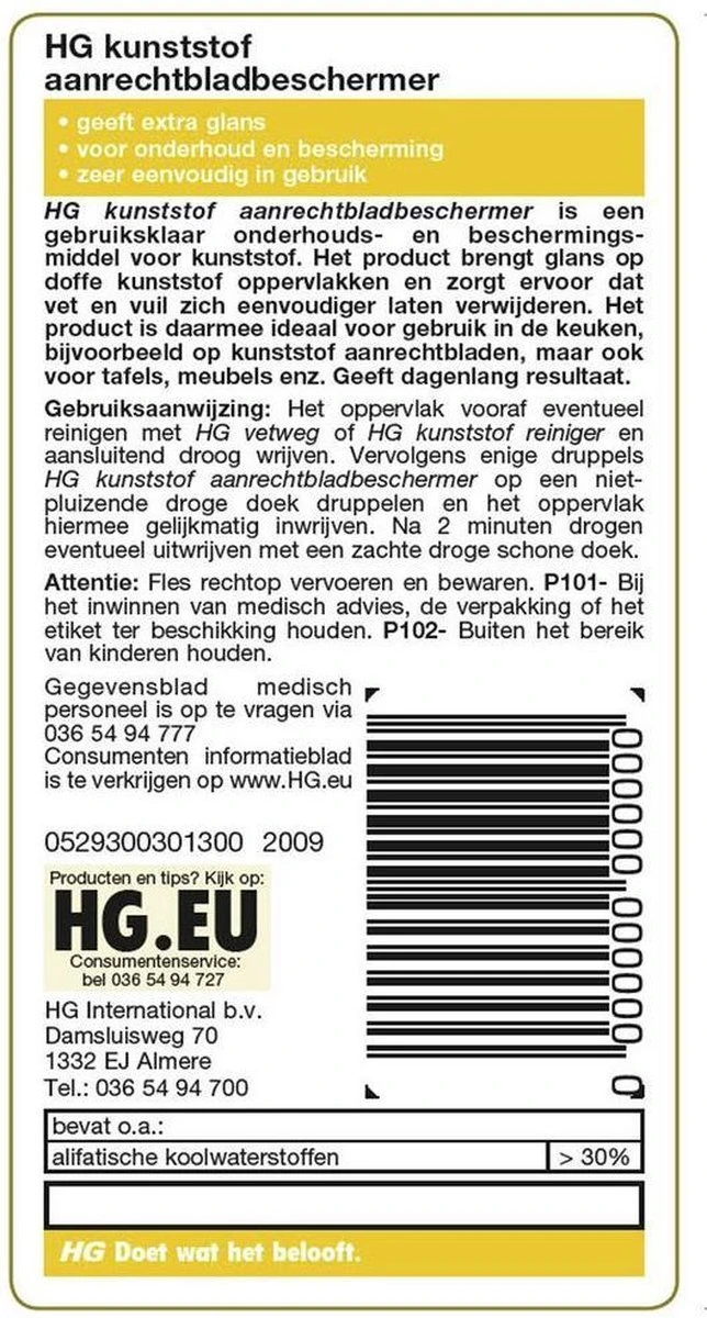 HG kunststof aanrechtbladbeschermer - 125ml - voor kunststof oppervlakken HG Kunststof Aanrechtbladbeschermer - 125ml - Voor Kunststof Oppervlakken -Bol Schoonmaak Winkel 644x1200 2