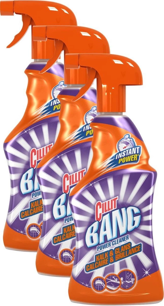 Cillit Bang Power Cleaner Spray - Allesreiniger - Kalk & Glans - 3x 750 mL - Voordeelpak Cillit Bang Power Cleaner Spray - Allesreiniger - Kalk & Glans - 3x 750 ML - Voordeelpak -Bol Schoonmaak Winkel