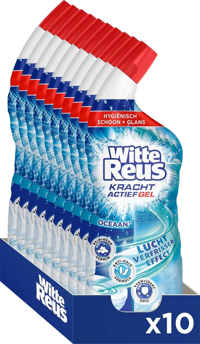Witte Reus Toiletreiniger - Kracht Actief Gel Oceaan - Voordeelverpakking 10 x 700ml Witte Reus Toiletreiniger - Kracht Actief Gel Oceaan - Voordeelverpakking 10 X 700ml -Bol Schoonmaak Winkel