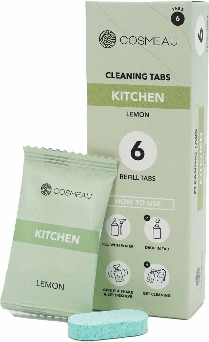 Cosmeau Keukenreiniger 6 Stuks Tabletten Cleaning Tabs Schoonmaak Tabs - Kitchen- Navulverpakking - Refill Cosmeau Keukenreiniger 6 Stuks Tabletten Cleaning Tabs Schoonmaak Tabs - Kitchen- Navulverpakking - Refill -Bol Schoonmaak Winkel