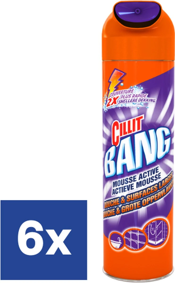 Cillit Bang Actieve Mousse Douche & Zeepresten reiniger - 6 x 600 ml Cillit Bang Actieve Mousse Douche & Zeepresten Reiniger - 6 X 600 Ml -Bol Schoonmaak Winkel