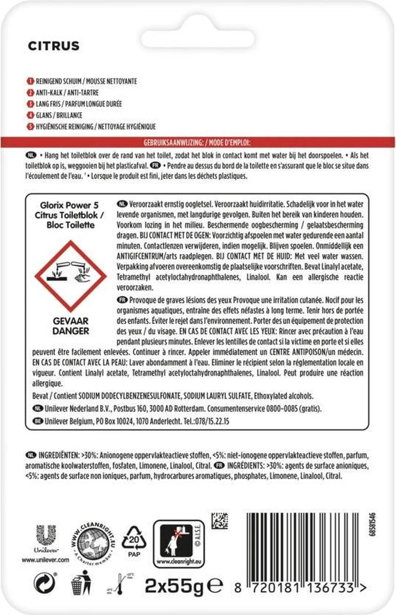 Glorix Power 5 Toiletblokken - Citroen - 7 x 2 stuks - Voordeelverpakking Glorix Power 5 Toiletblokken - Citroen - 7 X 2 Stuks - Voordeelverpakking -Bol Schoonmaak Winkel