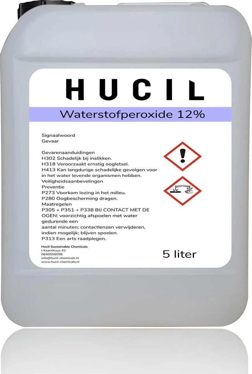 waterstofperoxide 12% - hydrogen peroxide - 5 liter Waterstofperoxide 12% - Hydrogen Peroxide - 5 Liter -Bol Schoonmaak Winkel