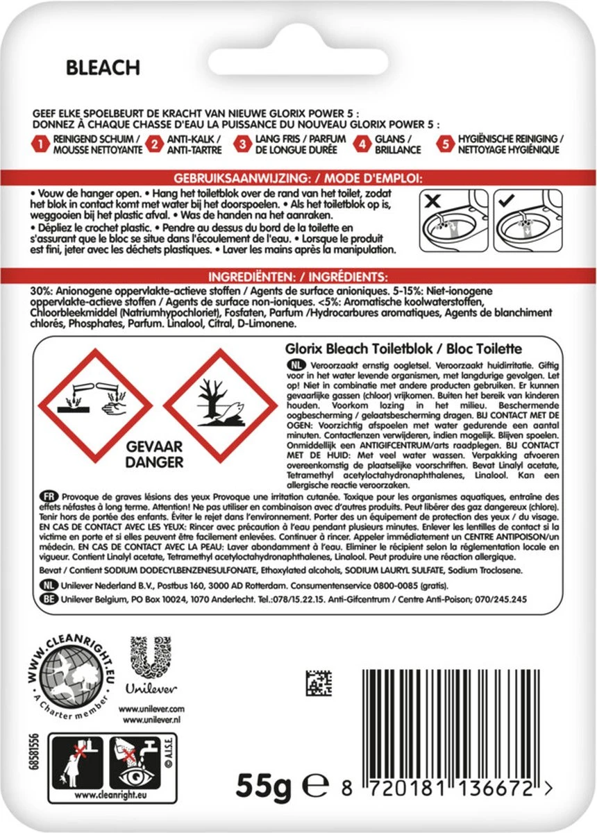 Glorix Power 5 Bleek Toiletblokken - 9 stuks - Voordeelverpakking Glorix Power 5 Bleek Toiletblokken - 9 Stuks - Voordeelverpakking -Bol Schoonmaak Winkel 860x1200 2