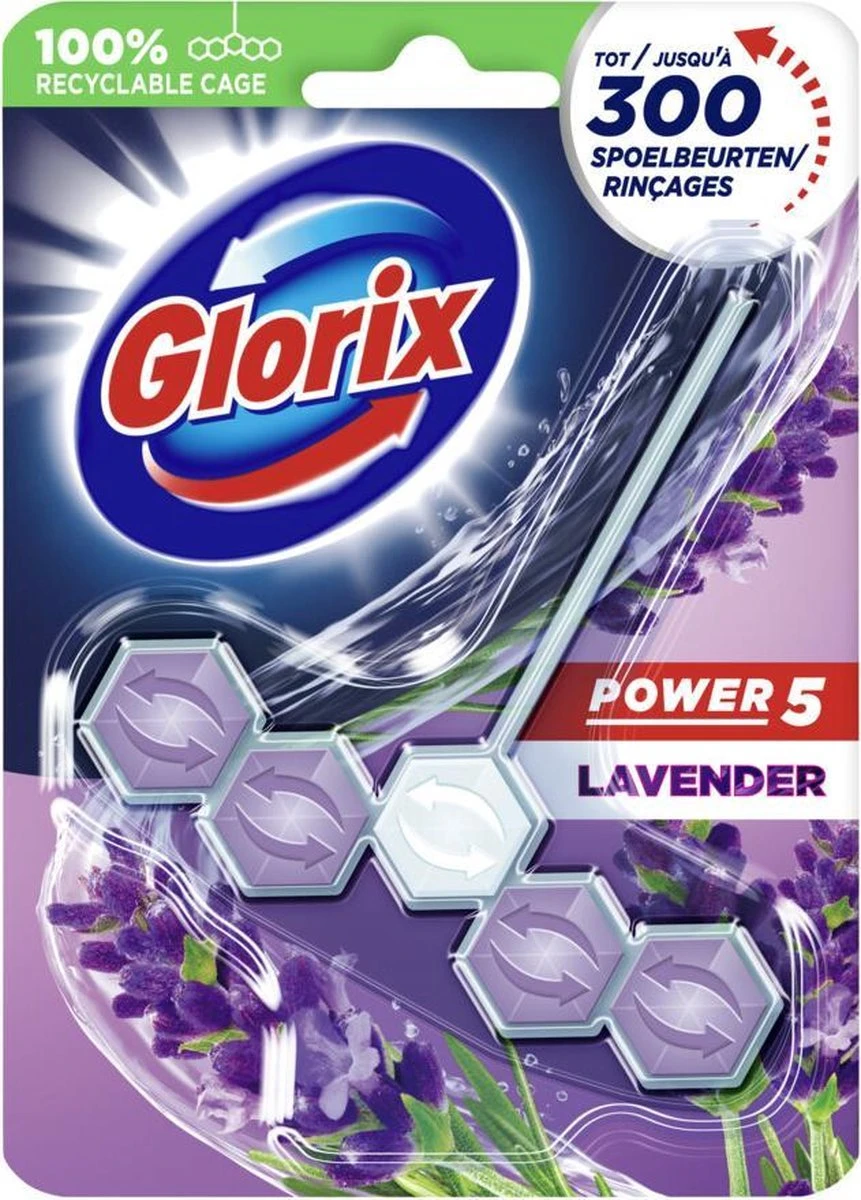 Glorix Power 5 Toiletblokken - Lavendel - 9 stuks - Voordeelverpakking Glorix Power 5 Toiletblokken - Lavendel - 9 Stuks - Voordeelverpakking -Bol Schoonmaak Winkel