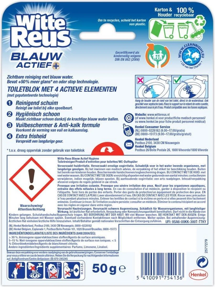 Witte Reus Blauw Actief Toiletblok - Hygiene - WC Blokjes Voordeelverpakking - 10 Stuks Witte Reus Blauw Actief Toiletblok - Hygiene - WC Blokjes Voordeelverpakking - 10 Stuks -Bol Schoonmaak Winkel 900x1200 6