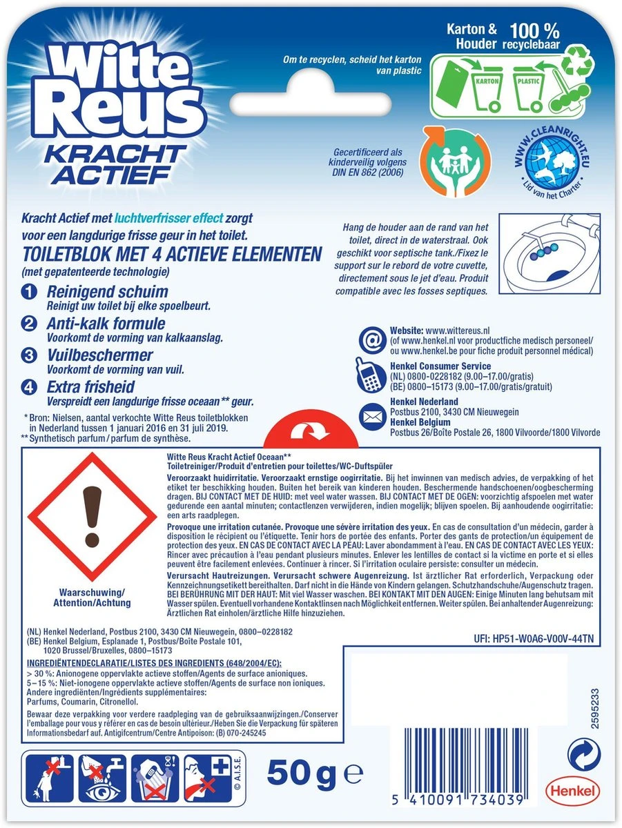 Witte Reus Kracht Actief Toiletblok - Oceaan - WC Blokjes Voordeelverpakking - 10 Stuks Witte Reus Kracht Actief Toiletblok - Oceaan - WC Blokjes Voordeelverpakking - 10 Stuks -Bol Schoonmaak Winkel 901x1200 5