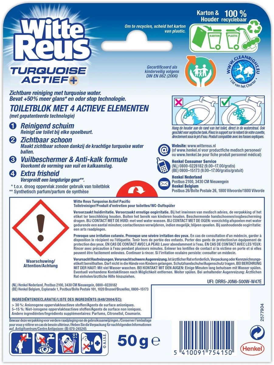 Witte Reus Turquoise Actief Toiletblok - Pacific - WC Blokjes Voordeelverpakking - 10 stuks Witte Reus Turquoise Actief Toiletblok - Pacific - WC Blokjes Voordeelverpakking - 10 Stuks -Bol Schoonmaak Winkel