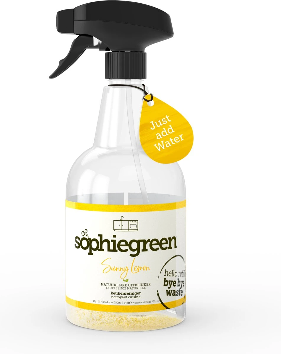 SophieGreen Voorjaarspakket; Allesreiniger + Keukenreiniger - 2x 750ml + navullingen + Sopje Allesreiniger 100g SophieGreen Voorjaarspakket; Allesreiniger + Keukenreiniger - 2x 750ml + Navullingen + Sopje Allesreiniger 100g -Bol Schoonmaak Winkel