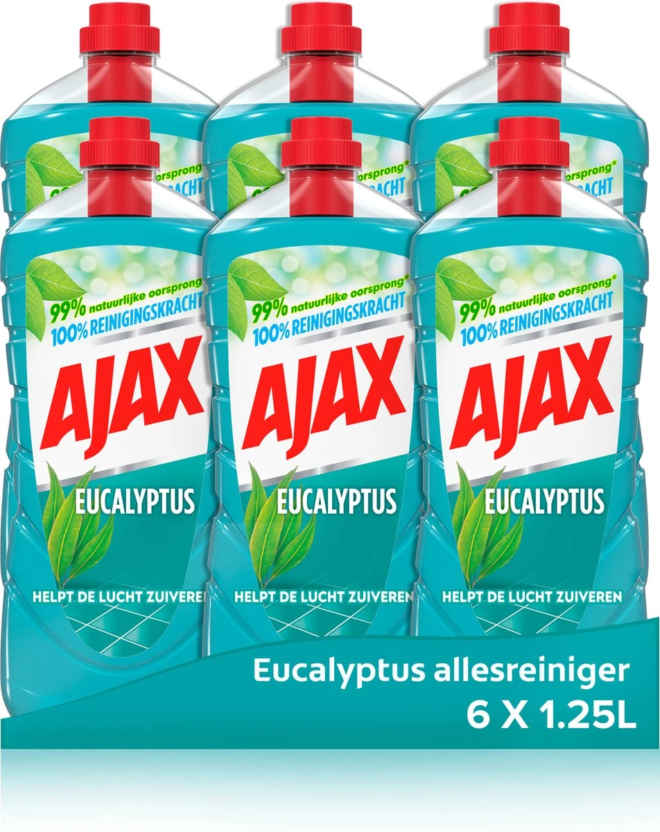 Ajax Allesreiniger Eucalyptus 6 x 1.25L - Voordeelverpakking Ajax® Ajax Allesreiniger Eucalyptus 6 X 1.25L - Voordeelverpakking -Bol Schoonmaak Winkel