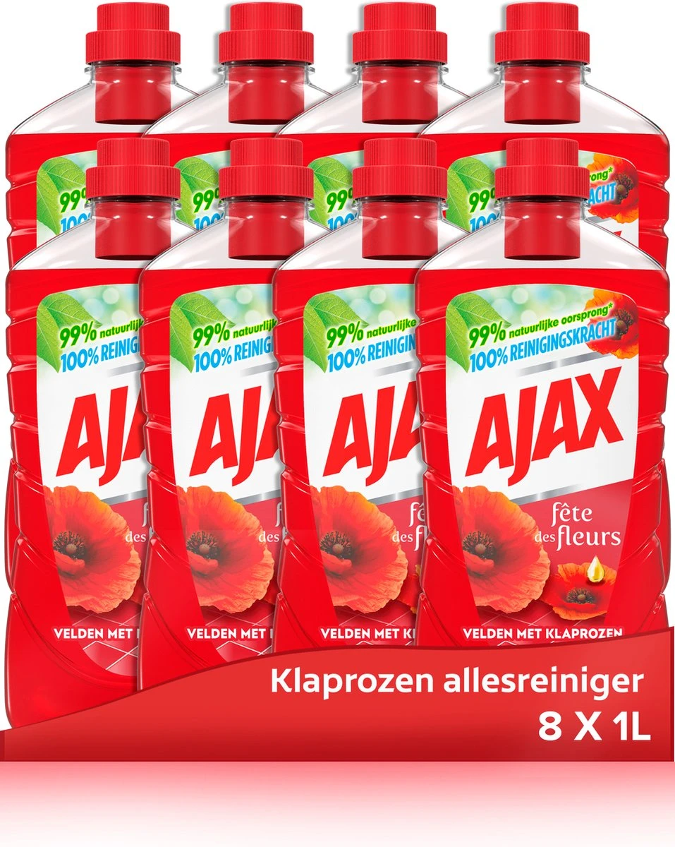 Ajax Allesreiniger Fête des Fleur Rode Bloem 8 x 1L - Voordeelverpakking Ajax® Ajax Allesreiniger Fête Des Fleur Rode Bloem 8 X 1L - Voordeelverpakking -Bol Schoonmaak Winkel 957x1200 2